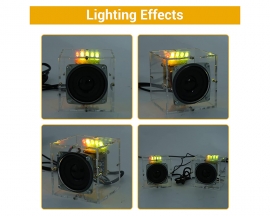 DIY 3Wx2 Speaker Box Kit with LED Flashing Light, Transparent Home Sound Amplifier Audio Indicator Kits, Digital Power Amplifier DIY Electronic Kits